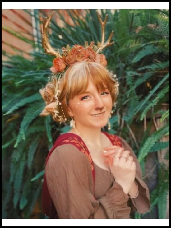 Woodland Flower Antler Headband with Vines Fairy Reindeer Costume